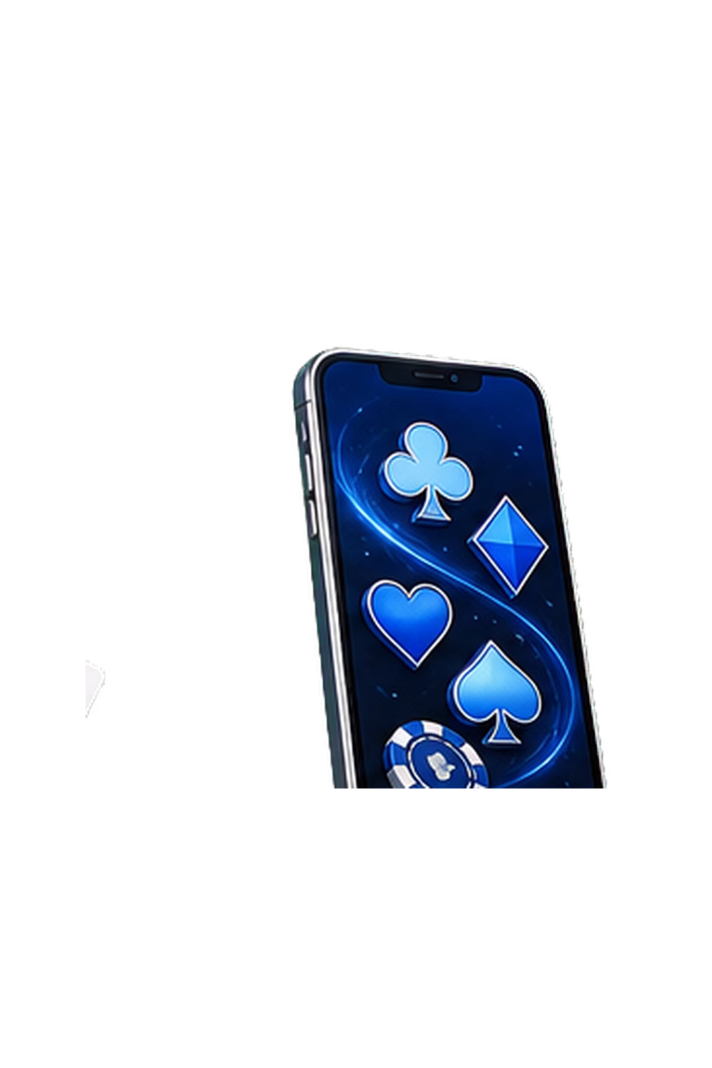 Royal-blue smartphone with abstract casino symbols and chips