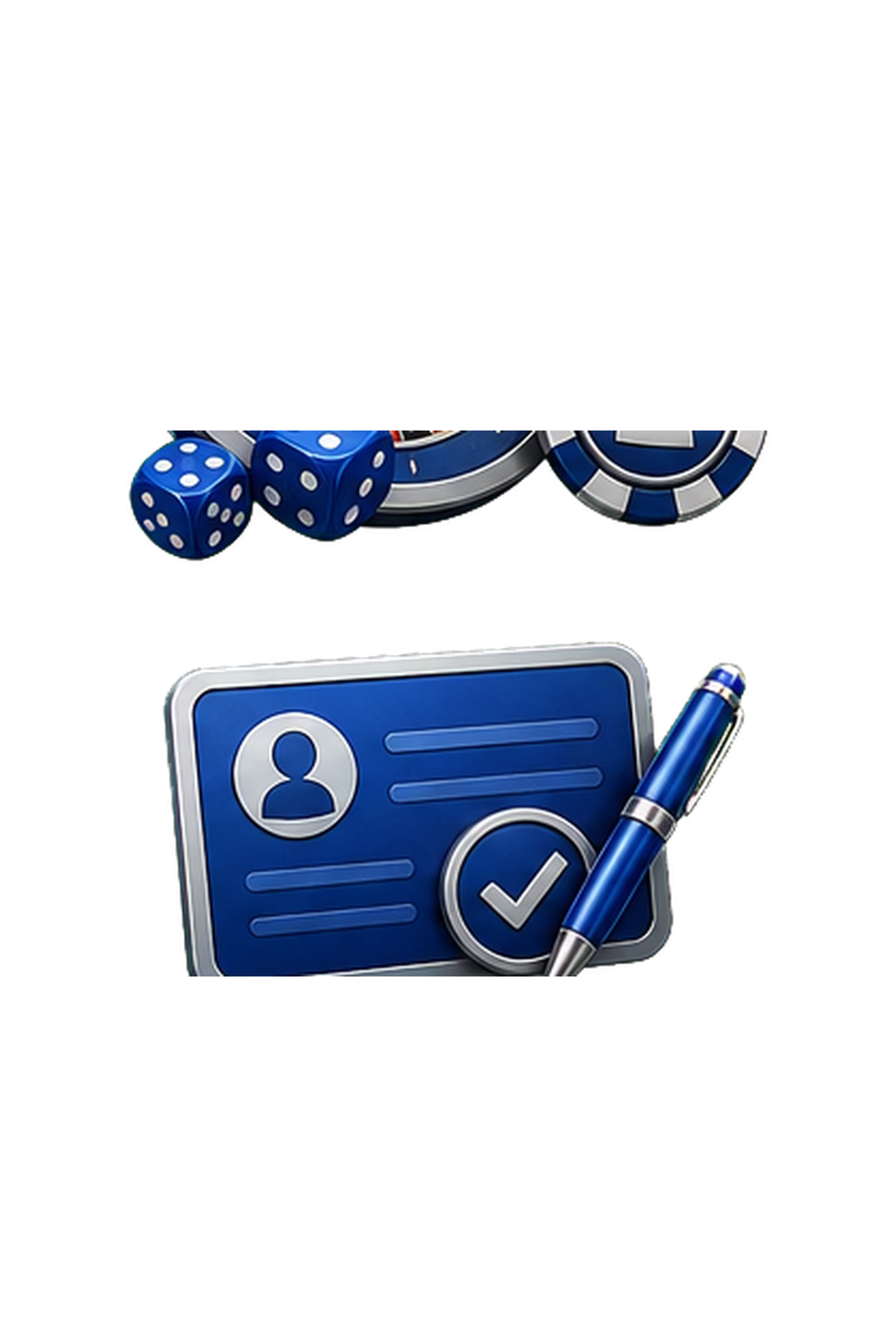 Blue membership card with checkmark and pen
