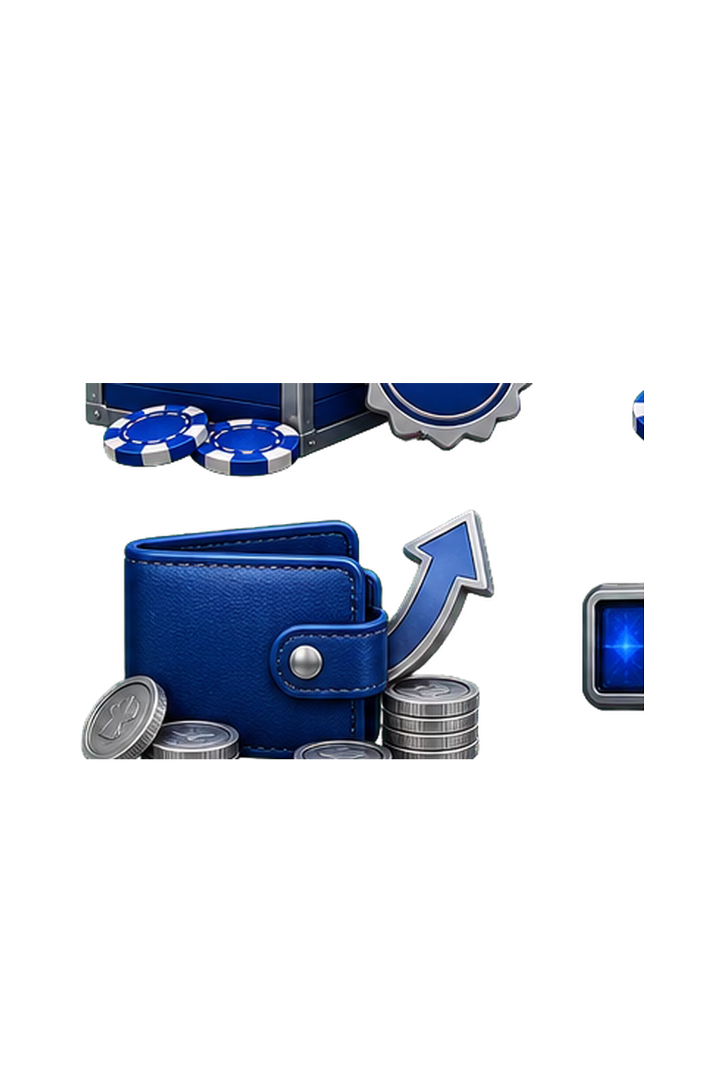Blue wallet with coins and payout arrow